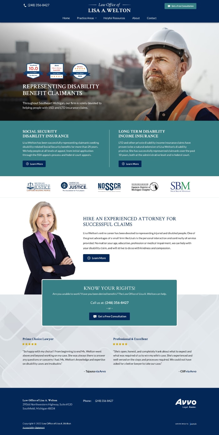 thumbnail screenshot of Law Office of Lisa A. Welton's website homepage